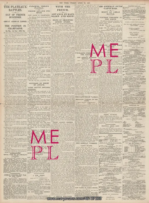 : 1917 The Times, Battle of Lens : 1917 The Times, Battle of Lens