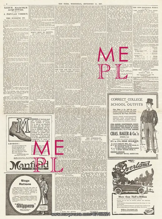 : 1917 The Times Douglas Malcolm Acquitted : 1917 The Times Douglas Malcolm Acquitted