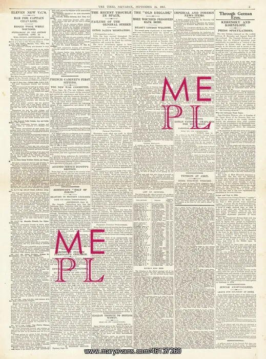 : 1917 The Times, Eleven New VCs Awarded : 1917 The Times, Eleven New VCs Awarded