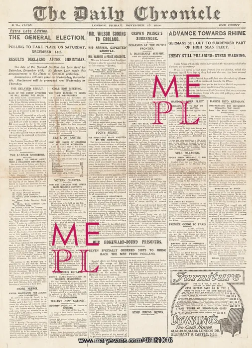 : 1918 Daily Chronicle General Election announced : 1918 Daily Chronicle General Election announced