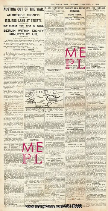 : 1918 Daily Mail page 3 Austria out of the war : 1918 Daily Mail page 3 Austria out of the war