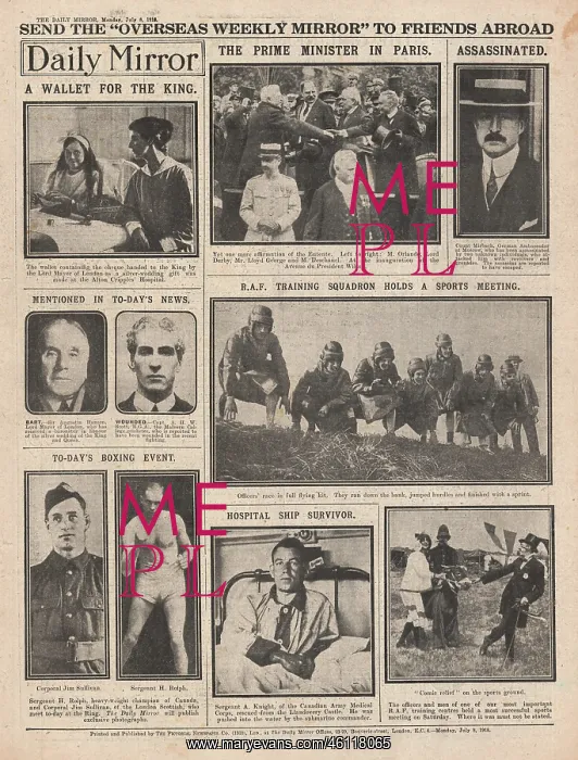 : 1918 Daily Mirror Assassination of Count Mirbach : 1918 Daily Mirror Assassination of Count Mirbach