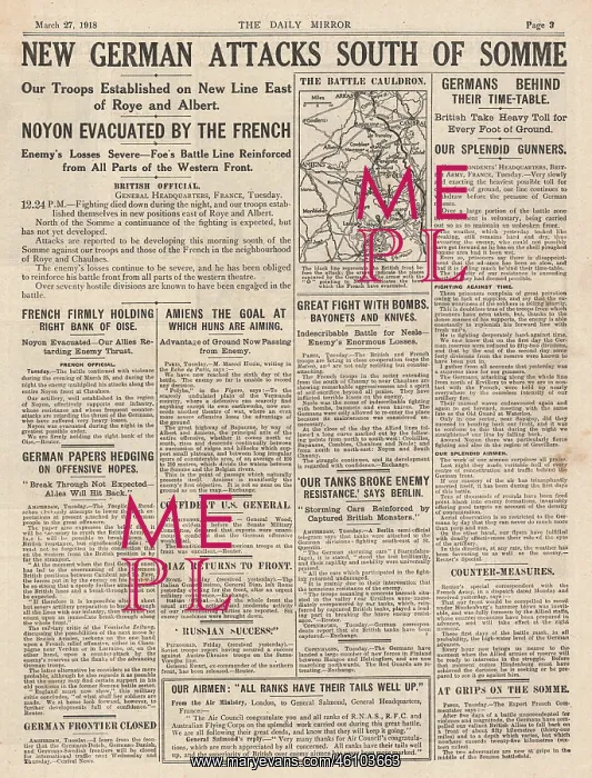 : 1918 Daily Mirror German Spring Offensive : 1918 Daily Mirror German Spring Offensive