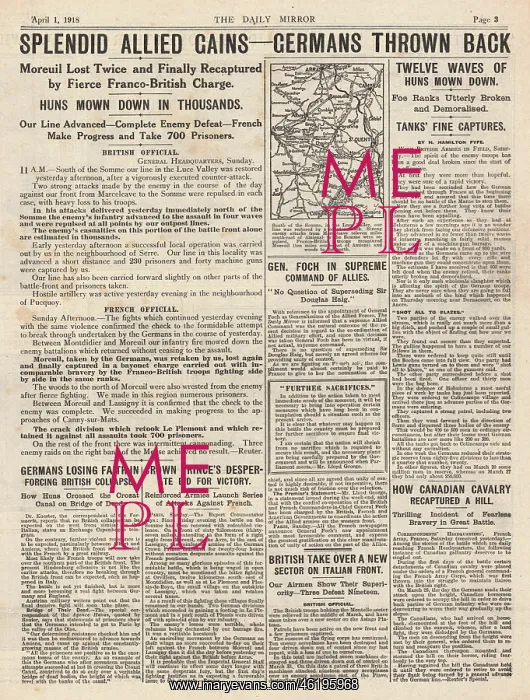: 1918 Daily Mirror German Spring Offensive : 1918 Daily Mirror German Spring Offensive