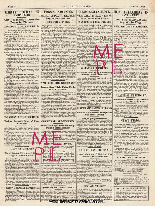 : 1918 Daily Mirror Gotha raid on Paris : 1918 Daily Mirror Gotha raid on Paris