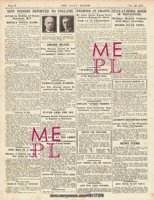 : 1918 Daily Mirror Irish rebels rounded up : 1918 Daily Mirror Irish rebels rounded up