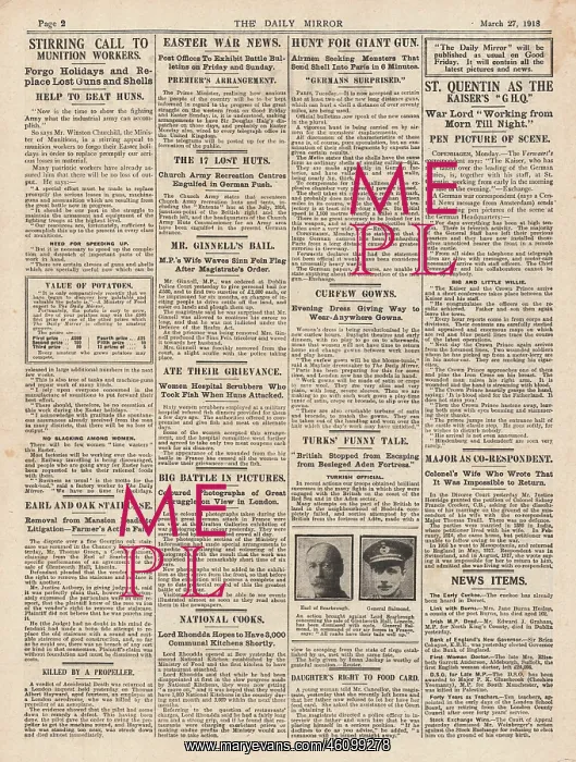 : 1918 Daily Mirror Paris Gun : 1918 Daily Mirror Paris Gun