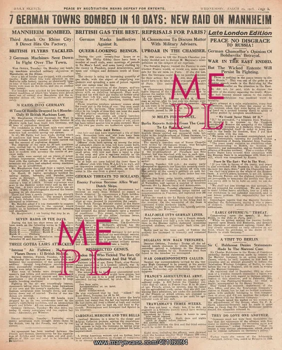 : 1918 Daily Sketch Bombing of Mannheim : 1918 Daily Sketch Bombing of Mannheim