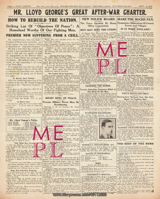 : 1918 Daily Sketch David Lloyd George speech : 1918 Daily Sketch David Lloyd George speech
