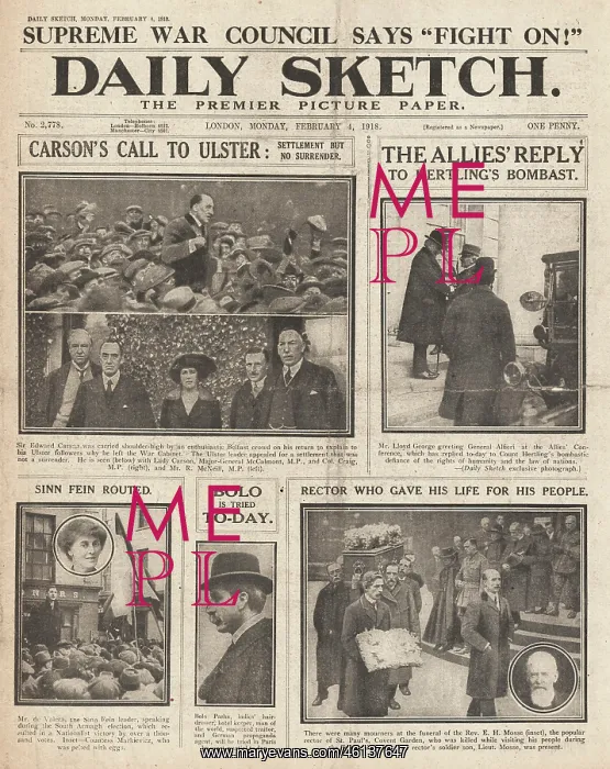 : 1918 Daily Sketch Edward Carson, MP : 1918 Daily Sketch Edward Carson, MP