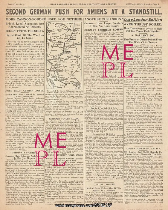 : 1918 Daily Sketch German Spring Offensive : 1918 Daily Sketch German Spring Offensive