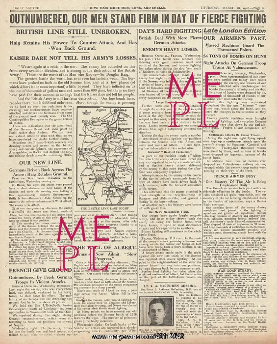 : 1918 Daily Sketch German Spring Offensive : 1918 Daily Sketch German Spring Offensive