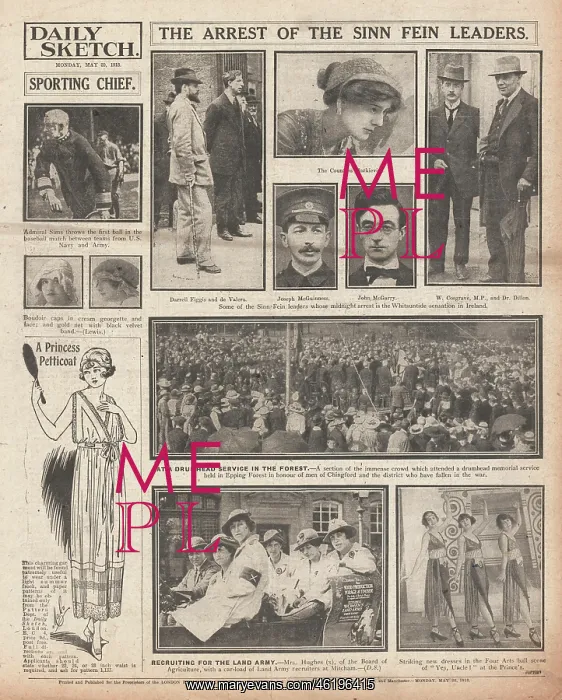 : 1918 Daily Sketch Irish rebels rounded up : 1918 Daily Sketch Irish rebels rounded up