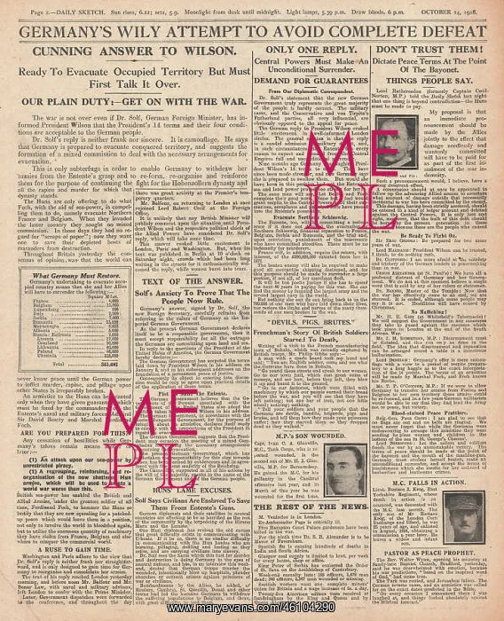 : 1918 Daily Sketch page 2 Principles of Peace : 1918 Daily Sketch page 2 Principles of Peace