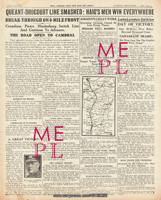 : 1918 Daily Sketch Queant-Drocourt Line smashed : 1918 Daily Sketch Queant-Drocourt Line smashed