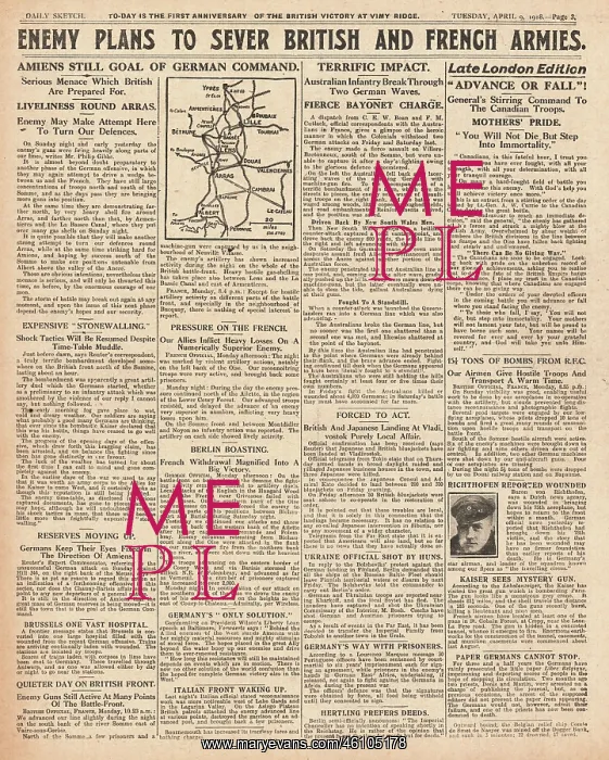 : 1918 Daily Sketch Spring Offensive : 1918 Daily Sketch Spring Offensive