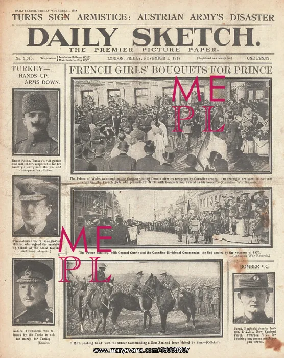 : 1918 Daily Sketch Surrender of Turkey : 1918 Daily Sketch Surrender of Turkey