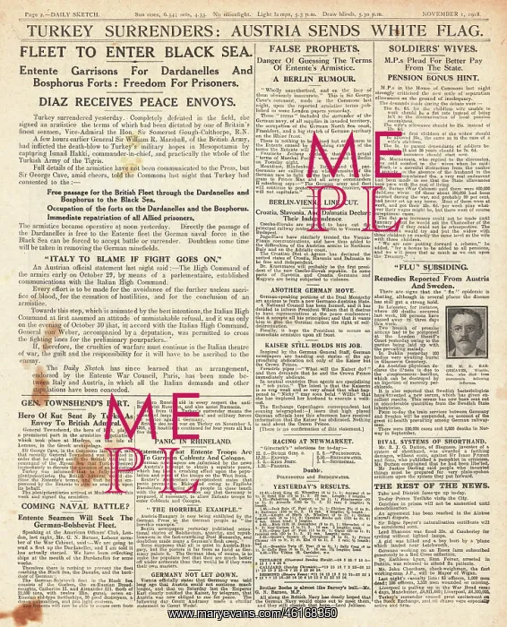 : 1918 Daily Sketch Surrender of Turkey and Austria : 1918 Daily Sketch Surrender of Turkey and Austria