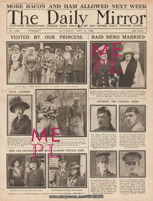 : 1918 Daily Sketch Five VCs awarded : 1918 Daily Sketch Five VCs awarded