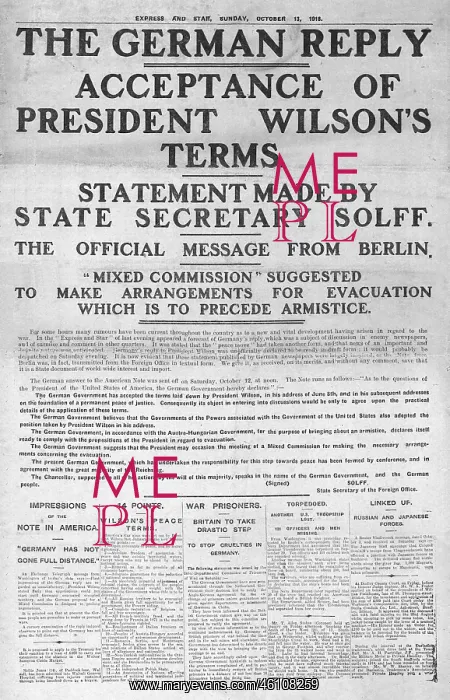 : 1918 Express and Star German reply to peace terms : 1918 Express and Star German reply to peace terms