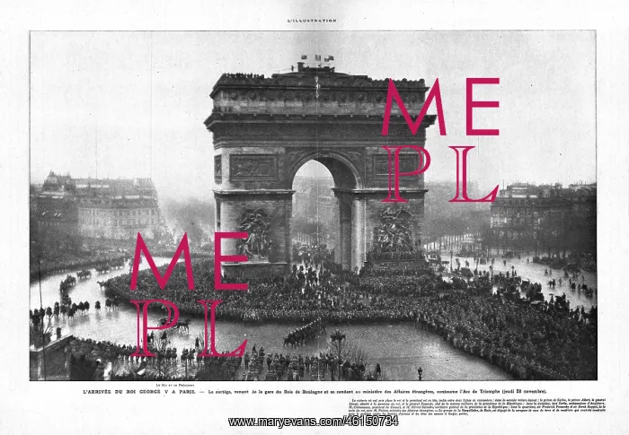 : 1918 L'Illustration King George V at the Arc de Triomphe : 1918 L'Illustration King George V at the Arc de Triomphe