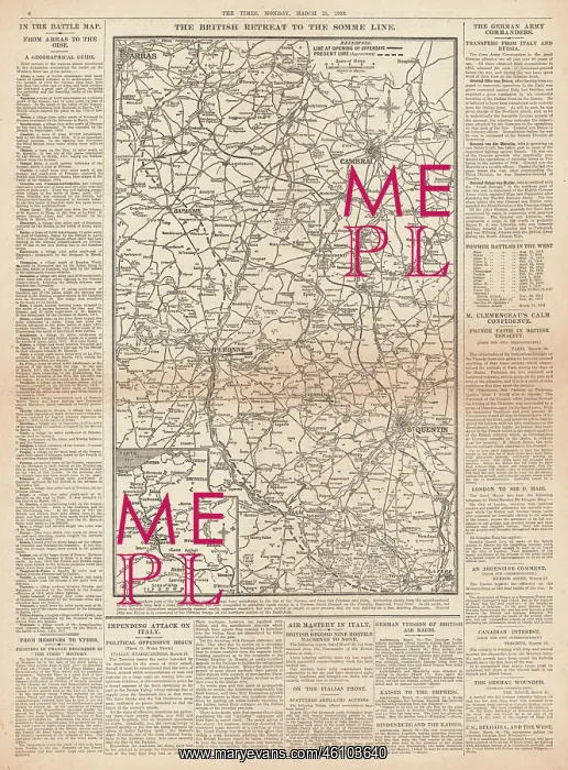 : 1918 The Times German Map of Spring Offensive : 1918 The Times German Map of Spring Offensive