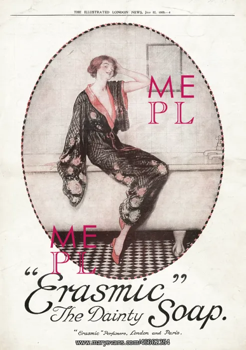 : 1919 UK Magazine Erasmic Soap Advert : 1919 UK Magazine Erasmic Soap Advert