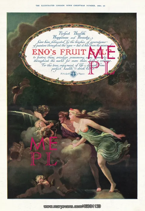 : 1920 UK Magazine Eno's Fruit Salt Advert : 1920 UK Magazine Eno's Fruit Salt Advert