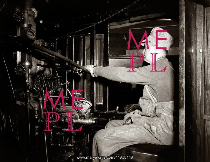 : 1920s 1930s 1940s Profile Man Train Engineer at Controls : 1920s 1930s 1940s Profile Man Train Engineer at Controls