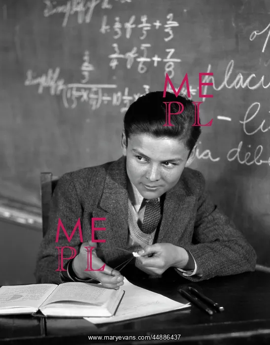 : 1920s 1930s Boy At Desk In Classroom : 1920s 1930s Boy At Desk In Classroom