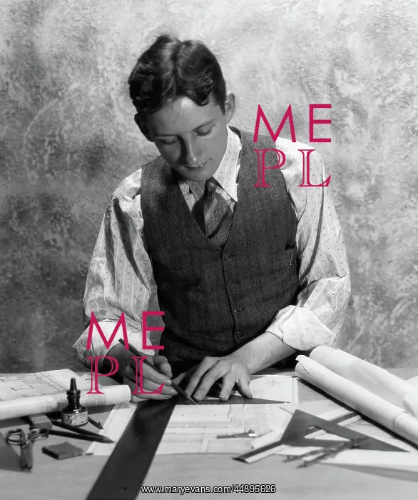 : 1920s 1930s YOUNG MAN AT DESK DRAFTING WITH TRIANGLE : 1920s 1930s YOUNG MAN AT DESK DRAFTING WITH TRIANGLE