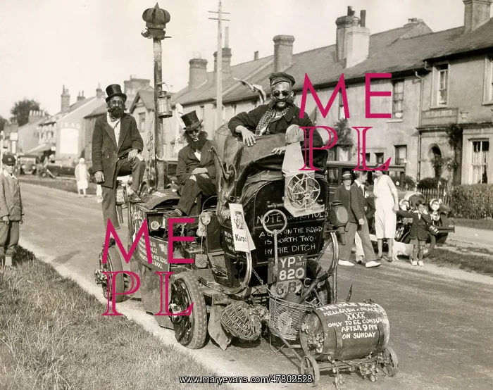 : 1920s carnival float - a car entitled The Idle Rich : 1920s carnival float - a car entitled The Idle Rich