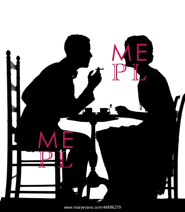  : 1920s Couple At Table With Teacups