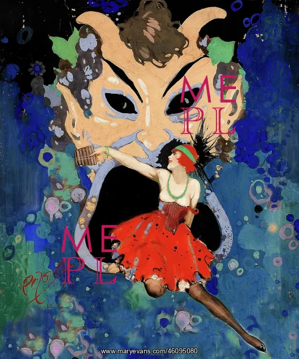 : 1920s flapper and mask of Pan by Pizer : 1920s flapper and mask of Pan by Pizer