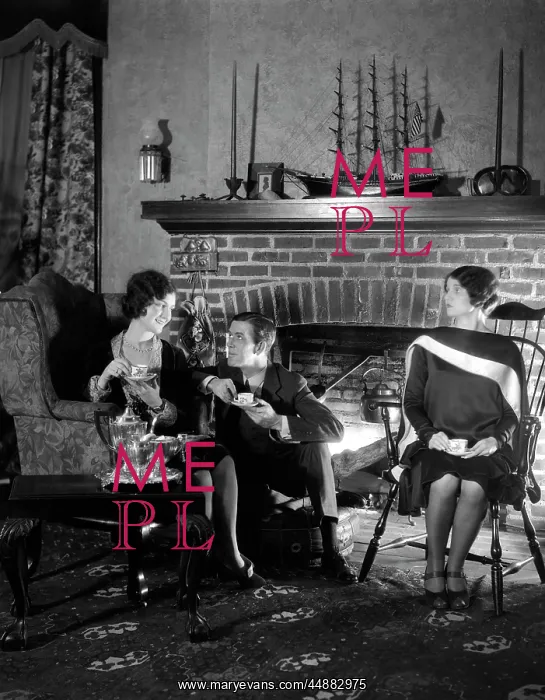 : 1920s Man Sitting Between Two : 1920s Man Sitting Between Two