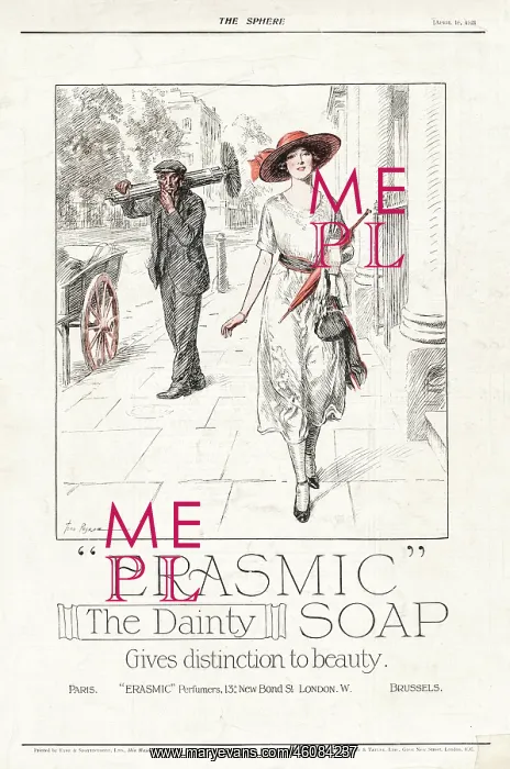 : 1921 UK Magazine Erasmic Soap Advert : 1921 UK Magazine Erasmic Soap Advert