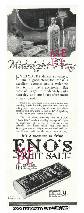  : 1922 UK Magazine Eno's Fruit Salt Advert