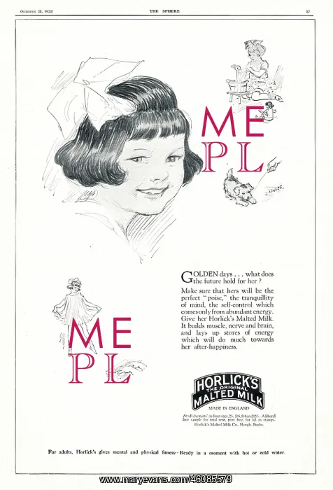 : 1923 UK Magazine Horlicks Advert : 1923 UK Magazine Horlicks Advert