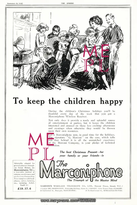 : 1923 UK Magazine Marconiphone Receiver Ad : 1923 UK Magazine Marconiphone Receiver Ad