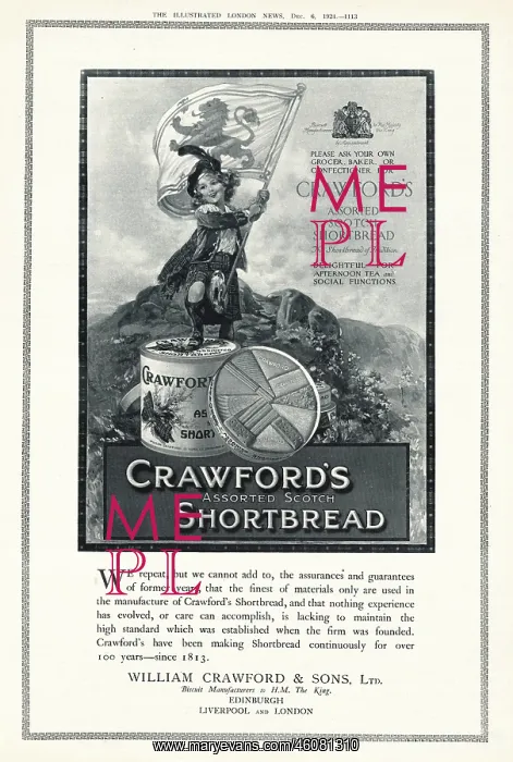 : 1924 UK Magazine Crawford's Shortbread Advert : 1924 UK Magazine Crawford's Shortbread Advert