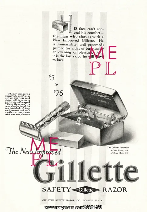 : 1924 U.S. Magazine Gillette Razor Advert : 1924 U.S. Magazine Gillette Razor Advert