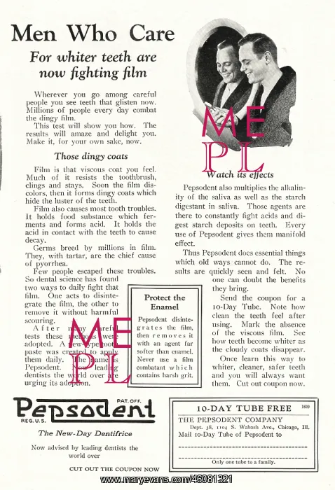 : 1924 U.S. Magazine Pepsodent toothpaste Advert : 1924 U.S. Magazine Pepsodent toothpaste Advert