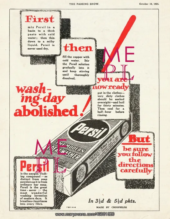 : 1925 UK Magazine Persil Advert : 1925 UK Magazine Persil Advert
