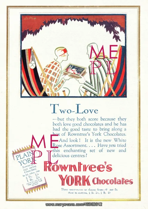 : 1926 UK Magazine Rowntree's York Chocolates Ad : 1926 UK Magazine Rowntree's York Chocolates Ad