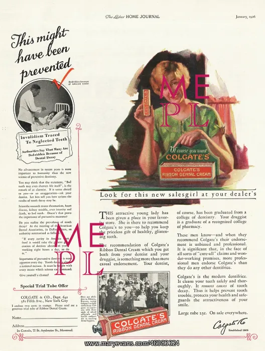: 1926 U.S. Magazine Colgate Toothpaste Ad : 1926 U.S. Magazine Colgate Toothpaste Ad