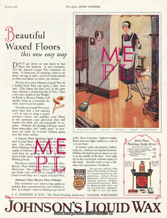 : 1926 U.S. Magazine Johnson's Wax Advert : 1926 U.S. Magazine Johnson's Wax Advert
