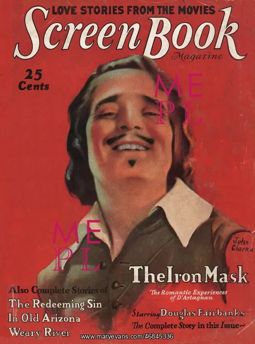 : 1929 Screen Book actor Douglas Fairbanks : 1929 Screen Book actor Douglas Fairbanks
