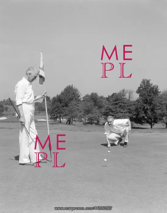 : 1930s 1940s 2 Elderly Men On Golf : 1930s 1940s 2 Elderly Men On Golf