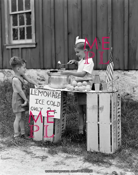 : 1930s 1940s Boy With Lemonade : 1930s 1940s Boy With Lemonade