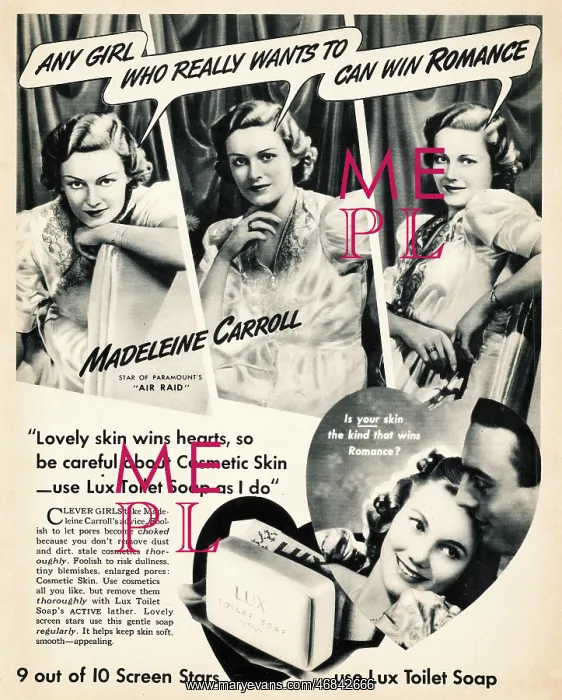 : 1930s US advert Lux toilet soap : 1930s US advert Lux toilet soap